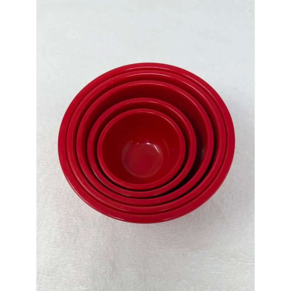 Unbranded Holiday Red Snowflake Nesting Melamine Prep Bowls Set of 5 Kitchenware
